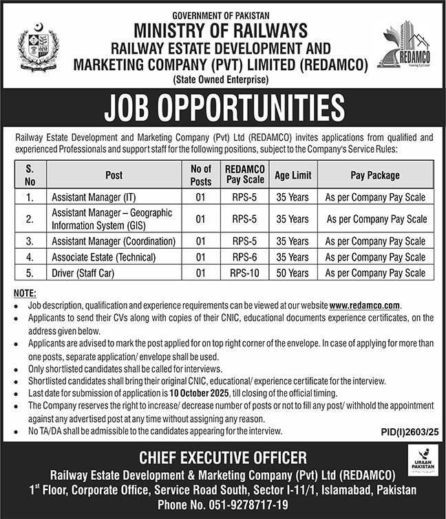 Jobs in Ministry of Railways Islambaad